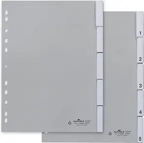 DURABLE Ordnerregister Vollformat 1-5 grau 5-teilig mit Wechseltaben, 1 Satz