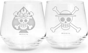 One Piece - Anime Glas-Set - Ruffy & Ace - durchsichtig - Lizenzierter Fanartikel