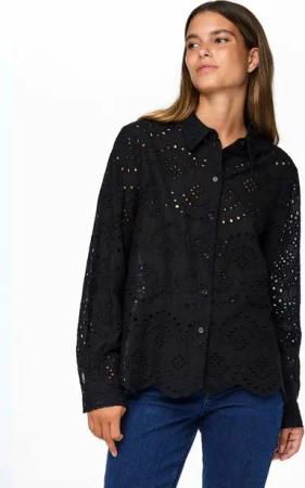 pieces Spitzenbluse PCVILDE LS SHIRT WVN NOOS