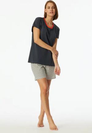 Schiesser Shorty ""Casual Essentials"", (2 tlg.), mit unifarbenem Shirt und gestreifter Hose