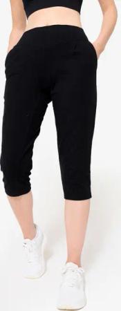 3/4 Leggings Damen Taschen - schwarz