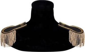 thetru Kostüm Goldene Epauletten, Schwarze Schulterstücke mit goldenen Kordeln
