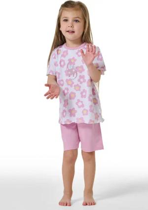 Schlafanzug kurz Rollsaum Blumen weiß - Girls World 128