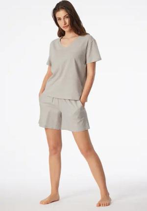 Shirt kurzarm Leinen Biobaumwolle grau-jaspe- Mix+Relax 44