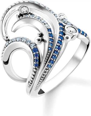 Thomas Sabo TR2378-644-1 Damen-Ring Welle mit Blauen Steinen