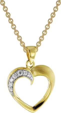 trendor 51838 Herz mit Zirkonia Gold 585 Anhänger mit goldplattierter Kette