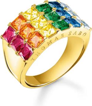 Thomas Sabo TR2359-996-7 Damenring Bunte Steine Pavé Goldfarben