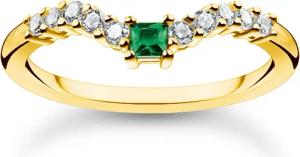 Thomas Sabo TR2398-971-7 Damen-Ring Grüner Stein Vergoldet