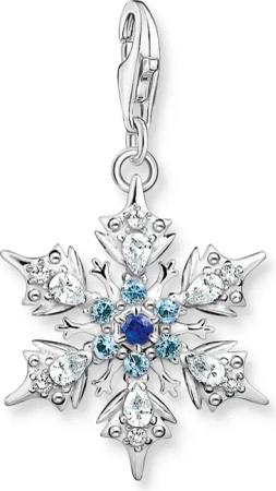 Thomas Sabo 1902-945-7 Charm-Anhänger Schneeflocke mit Blauen Steinen