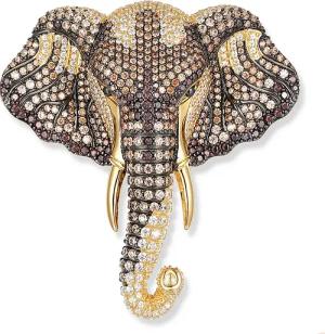 Seinerzeit SZA-3960-416 Anhänger/Brosche Raja Elefant Goldfarben