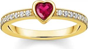 Thomas Sabo TR2448-995-10 Damenring mit rotem Herz vergoldet