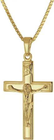 trendor 41416 Kruzifix 14 Karat Gold 585 mit goldplattierter Silberkette