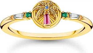 Thomas Sabo TR2457-488-7 Damenring mit Palme und Bunten Steinen Goldfarben