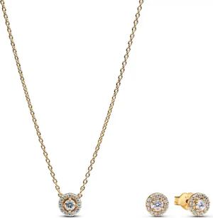 Pandora 68617 Schmuck-Set für Damen Runder Pavé Heiligenschein Goldfarben