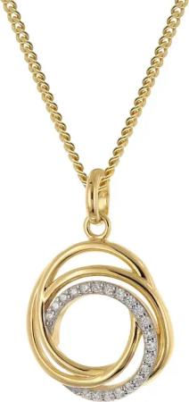 GLIZZ GL8676 Anhänger Mit Zirkonias Gold 333/8K An Vergoldeter Silberkette