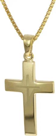 trendor 35790 Kreuz-Anhänger Gold 333 + goldplattierte Silber-Halskette