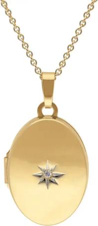 trendor 15540 Medaillon mit Diamant Gold 585/14K an vergoldeter Silberkette