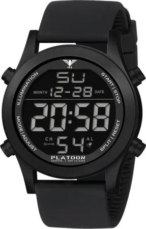 KHS PLABSD.SB Digital-Herrenuhr Platoon Schwarz Silikonband