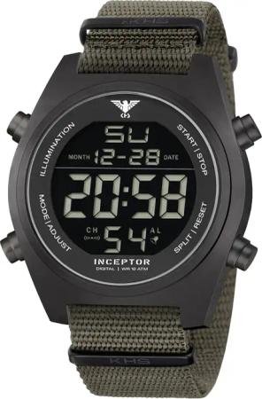 KHS INCBSD.NSGO Herrenuhr Inceptor Stahl Digital Olivgrün/Schwarz