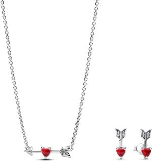 Pandora 28128 Damen Schmuck-Set Halskette und Ohrringe Pfeil und Herz Silber