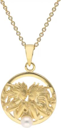 trendor 15560-06 Sternzeichen Zwilling Gold 333 mit Perle + vergoldete Kette