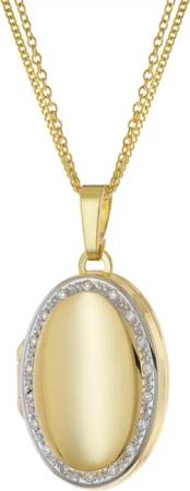 trendor 15640 Medaillon mit Diamanten Gold 333 an Vergoldeter Silberkette
