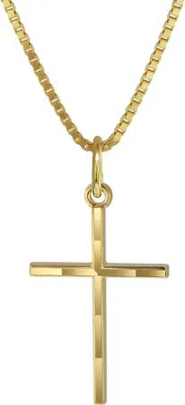 trendor 08492 Kreuz-Anhänger Gold 333 mit goldplattierter Kette