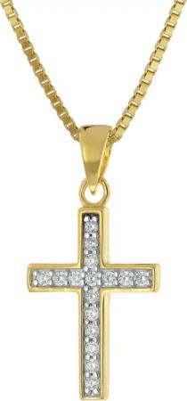 trendor 15907 Kreuz-Anhänger für Mädchen Gold 585 + vergoldete Silberkette
