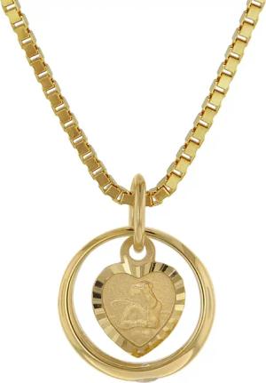 trendor 75120 Taufring mit Amorherz Gold 585 an goldplattierter Silberkette
