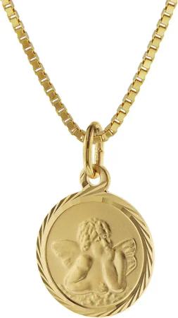 trendor 75214 Kinder Schutzengel Anhänger Gold 585 mit goldplattierter Kette