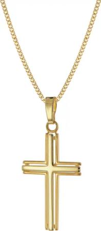 trendor 15984 Kreuz-Anhänger Gold 375 / 9K mit goldplattierter Silberkette