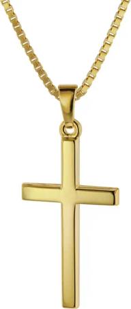trendor 75412 Kreuz 26 mm Gelbgold 333 / 8 Karat mit vergoldeter Halskette