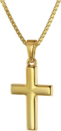 trendor 75421 Kreuz für Kinder 18 mm Gold 333 / 8 K + vergoldeter Silberkette