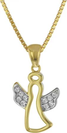 trendor 75558 Engel-Anhänger mit Zirkonia Gold 333 + vergoldete Silberkette