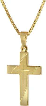 trendor 75676 Kreuz Anhänger Gold 333 mit goldplattierter Silberkette