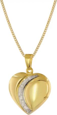 trendor 68200 Damen Herz-Anhänger Gold 333 Bicolor mit vergoldeter Silberkette