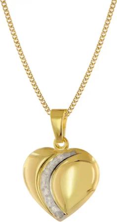 trendor 68202 Damen Herz-Anhänger Gold 333 Bicolor mit vergoldeter Silberkette