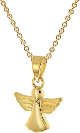 trendor 68208 Kinder Engel-Anhänger 585 Gold mit vergoldeter Silberkette