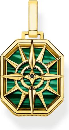Thomas Sabo PE911-140-6 Anhänger Kompass Stern Goldfarben/Grün klein