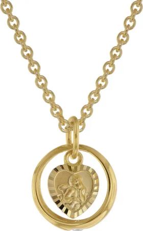trendor 39455 Taufring mit Engelherz Gold 333 an goldplattierter Silberkette