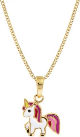 trendor 68433 Kinder-Anhänger Gold 333 Einhorn mit goldplattierter Silberkette