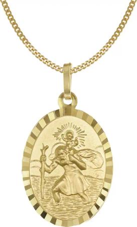 Acalee 50-1022 Halskette mit Christophorus Anhänger Gold 333/8K Schmuckset