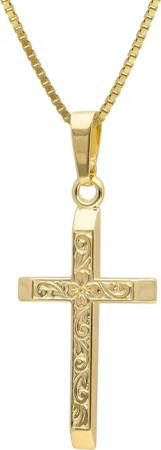 trendor 41858 Kreuz-Anhänger Gold 333/8K mit vergoldeter Silberkette