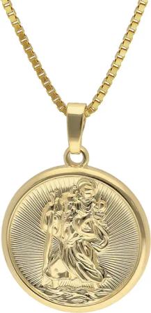 trendor 41864 Christophorus Anhänger Gold 333/8K mit vergoldeter Silberkette