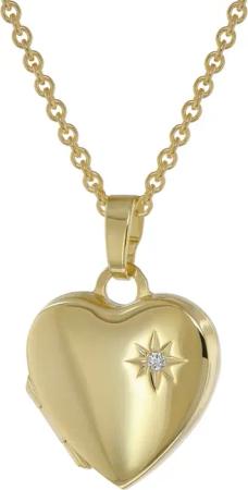 trendor 39794 Medaillon mit Diamant Gold 333/8kt mit vergoldeter Silberkette