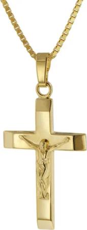 trendor 39055 Kruzifix-Anhänger 22 mm Gold 333 mit goldplattierter Halskette