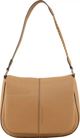 TOM TAILOR DENIM Damen TTNEDA Schultertasche mit Flecht-Detail, braun, Uni, Gr. ONESIZE