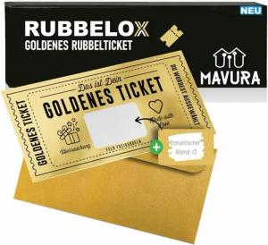 MAVURA Geschenkkarte RUBBELOX Goldenes Ticket Rubbelaufkleber Rubbelkarte Rubbellos, zum selber beschriften & ausfüllen