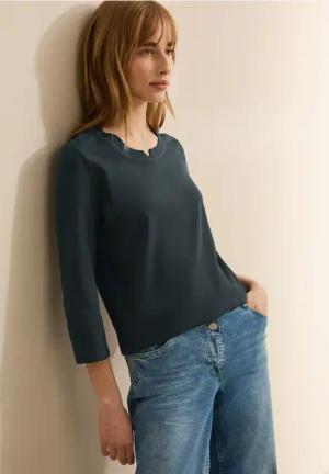 Cecil Damen Jersey Shirt im Tunika-Look in Grün, Gr: S