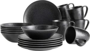 MÄSER Frühstücks-Geschirrset ESSENTIAL, Frühstücks Set, Steinzeug (18-tlg), 6 Personen, Steinzeug, Geschirr-Set, Service